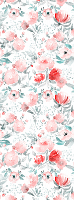 Fensterrollo in Rosa mit Mohnblumenmotiv