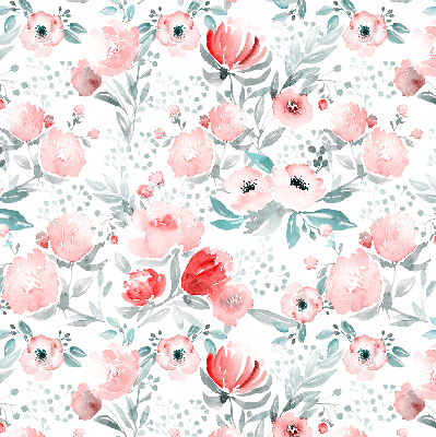 Fensterrollo in Rosa mit Mohnblumenmotiv