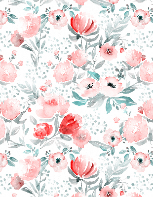 Fensterrollo in Rosa mit Mohnblumenmotiv