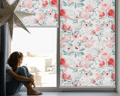 Fensterrollo in Rosa mit Mohnblumenmotiv
