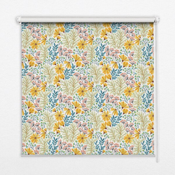 Fensterrollo in Blumenoptik für innen
