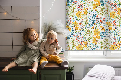 Fensterrollo in Blumenoptik für innen