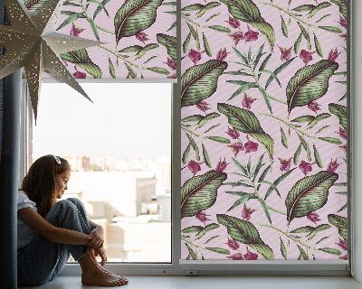 Rollo Fenster mit tropischen Blättern