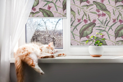 Rollo Fenster mit tropischen Blättern