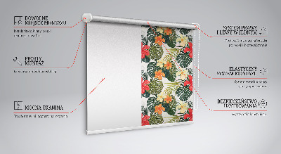Fensterrollo innen mit tropischen Blumen und Blättern