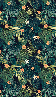Rollo Fenster mit tropischen Blättern und Blüten