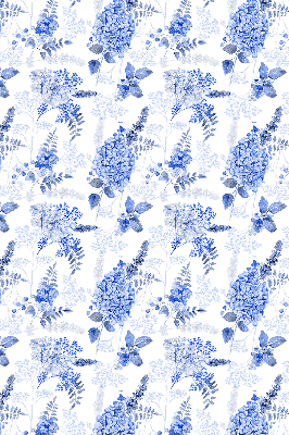 Fensterrollo in Blau mit Blumenmuster