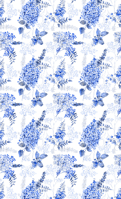 Fensterrollo in Blau mit Blumenmuster