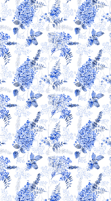 Fensterrollo in Blau mit Blumenmuster