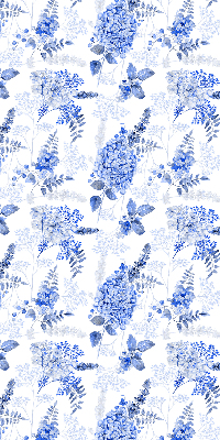 Fensterrollo in Blau mit Blumenmuster