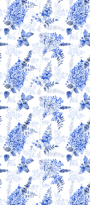 Fensterrollo in Blau mit Blumenmuster