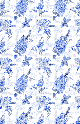 Fensterrollo in Blau mit Blumenmuster