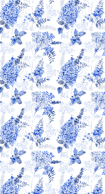 Fensterrollo in Blau mit Blumenmuster