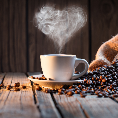 Fensterrollo eine Tasse Kaffee