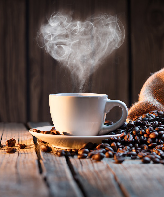 Fensterrollo eine Tasse Kaffee