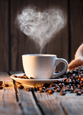 Fensterrollo eine Tasse Kaffee