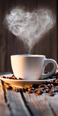 Fensterrollo eine Tasse Kaffee