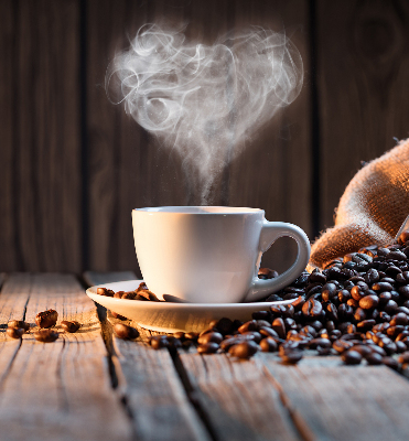 Fensterrollo eine Tasse Kaffee