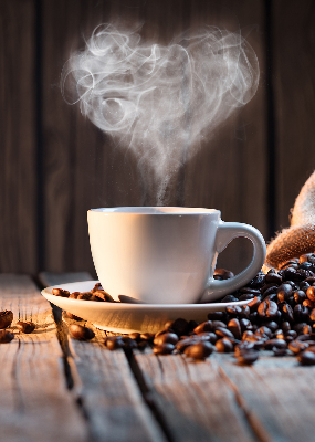 Fensterrollo eine Tasse Kaffee
