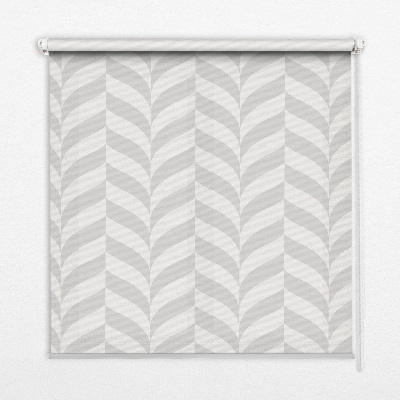 Rollo Fenster in grauem Fischgrätmuster