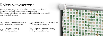 Rollo Fenster in grüner Farbe und mit Kreismuster