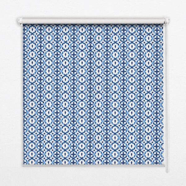 Fensterrollo in blauen Formen