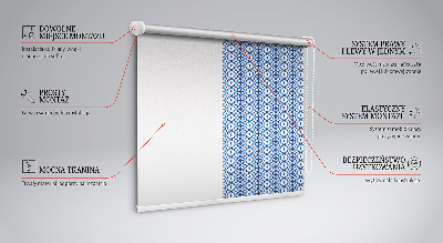 Fensterrollo in blauen Formen