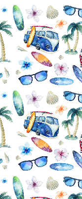 Fensterrollo innen aus Hawaii mit Autos und Palmen