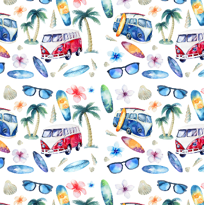 Fensterrollo innen aus Hawaii mit Autos und Palmen