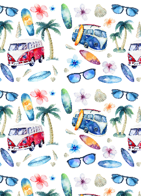 Fensterrollo innen aus Hawaii mit Autos und Palmen