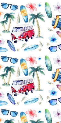 Fensterrollo innen aus Hawaii mit Autos und Palmen