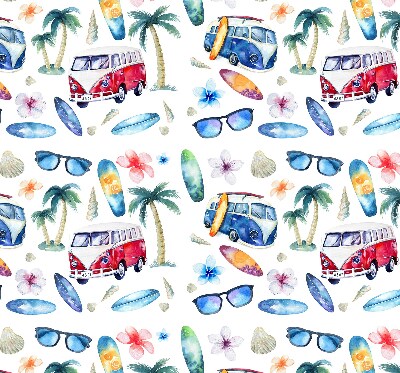 Fensterrollo innen aus Hawaii mit Autos und Palmen