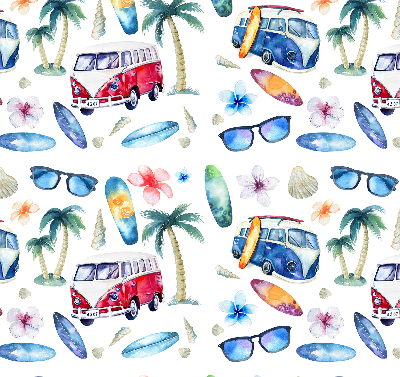 Fensterrollo innen aus Hawaii mit Autos und Palmen