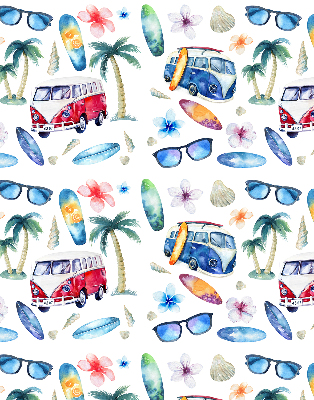 Fensterrollo innen aus Hawaii mit Autos und Palmen