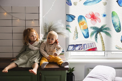 Fensterrollo innen aus Hawaii mit Autos und Palmen
