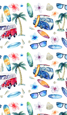 Fensterrollo innen aus Hawaii mit Autos und Palmen