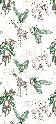 Rollo Fenster mit Giraffen-, Elefanten- und Blattmotiv