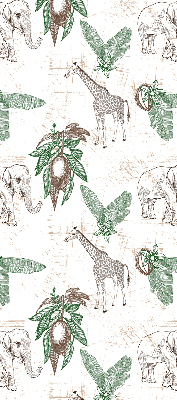 Rollo Fenster mit Giraffen-, Elefanten- und Blattmotiv