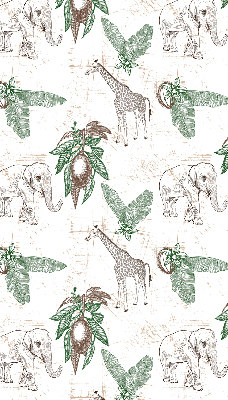 Rollo Fenster mit Giraffen-, Elefanten- und Blattmotiv
