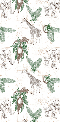 Rollo Fenster mit Giraffen-, Elefanten- und Blattmotiv