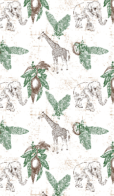 Rollo Fenster mit Giraffen-, Elefanten- und Blattmotiv