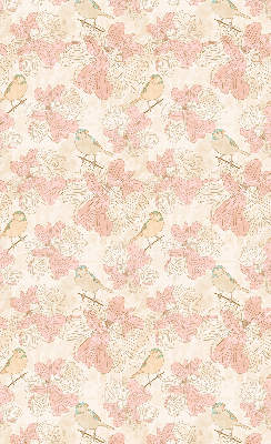 Fensterrollo mit Vögeln zwischen den Blumen