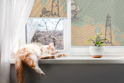 Fensterrollo mit Ozeankarte