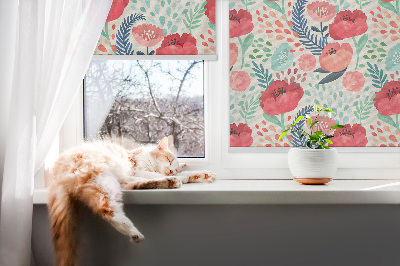 Fensterrollo innen in Mohn