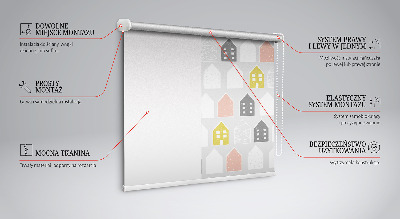 Fensterrollo innen mit gezeichneter Häuser-Motiv