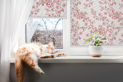 Rollo Fenster in Rosa mit Blütenblätter-Motiv