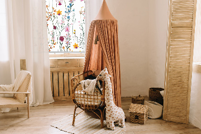 Fensterrollo mit bunten Blumen