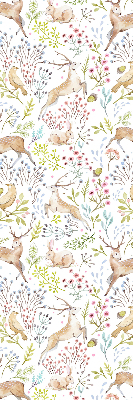 Rollo Fenster mit Rehe, Vögeln und Kaninchen