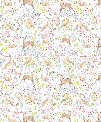 Rollo Fenster mit Rehe, Vögeln und Kaninchen