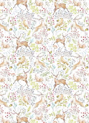 Rollo Fenster mit Rehe, Vögeln und Kaninchen